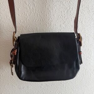Fossil Black Leather Crossbody Bag Purse